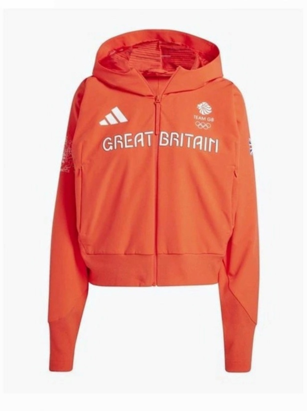 adidas Great Britain Cropped Hoodie in Orange Like New